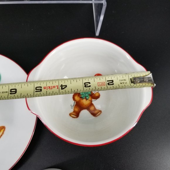 Vintage Reutter Child Kid Feeding Dish Set 3 Teddy Bears Red Porcelain Germany - Picture 11 of 12